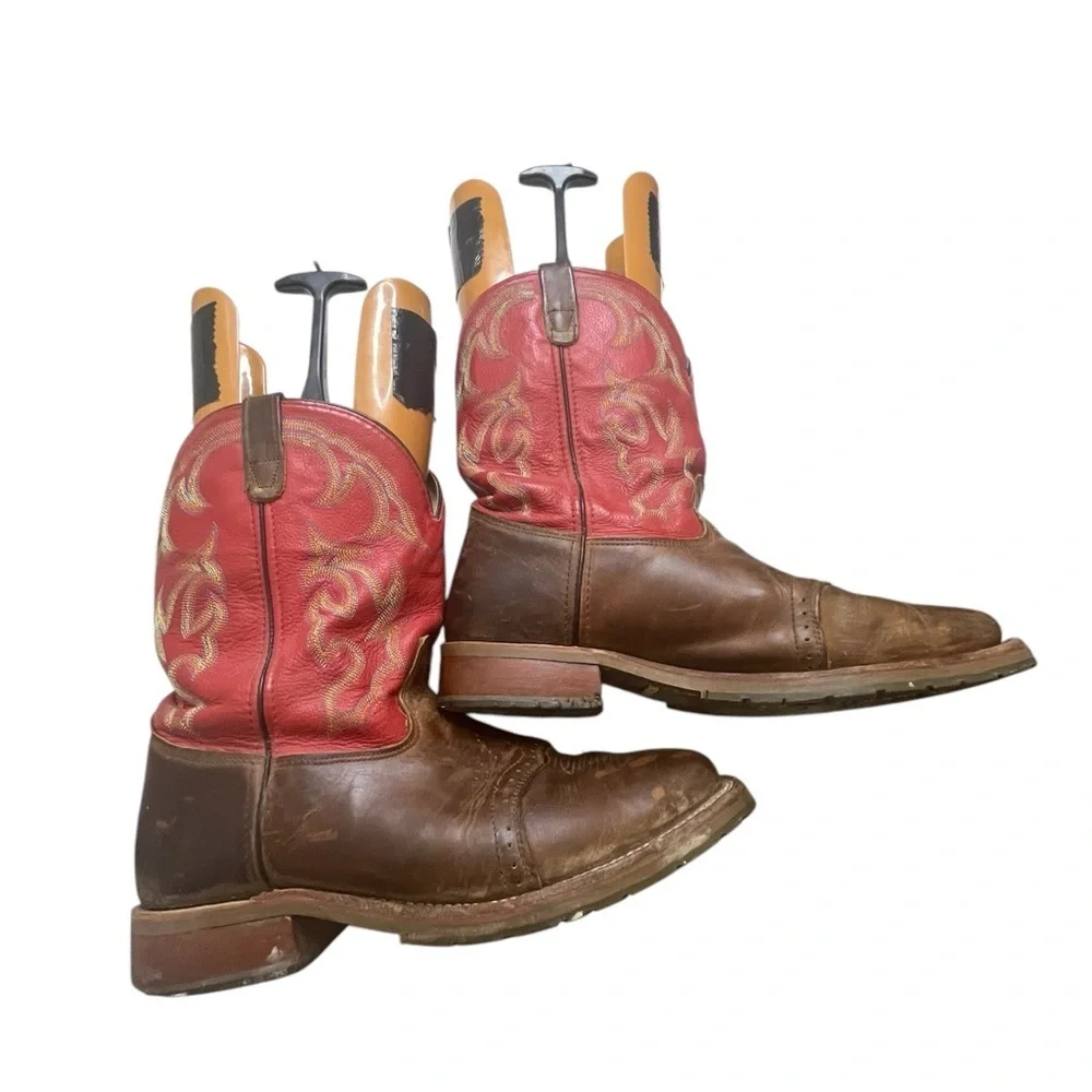 Double H Boot Mens Square Toe Red ICE Roper Cowboy Boot Western size 13